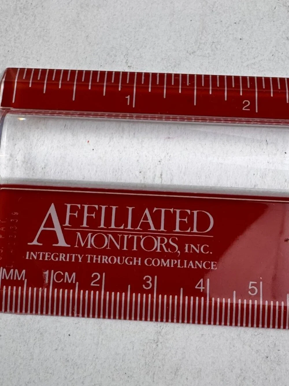 affiliated monitors red 8 inch magnifying bar ruler desk paperweight new nos